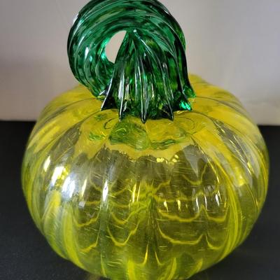 Sale Photo Thumbnail #502: Wheaton Signed Yellow Glass Pumpkin