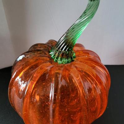 Sale Photo Thumbnail #509: Wheaton Signed 2011 Orange Glass Pumpkin