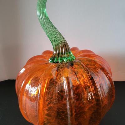 Sale Photo Thumbnail #507: Wheaton Signed 2011 Orange Glass Pumpkin