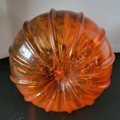 Sale Photo Thumbnail #511: Wheaton Signed 2011 Orange Glass Pumpkin