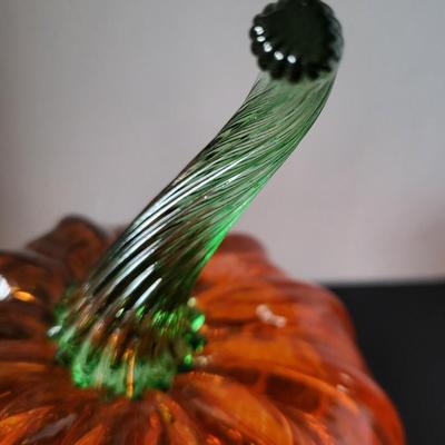 Sale Photo Thumbnail #510: Wheaton Signed 2011 Orange Glass Pumpkin