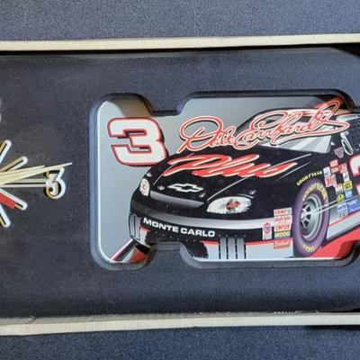 Sale Photo Thumbnail #795: Dale Earnhardt Jr Clock with License Plate Holder 
(Box measures 56"L×25"W×6"H)