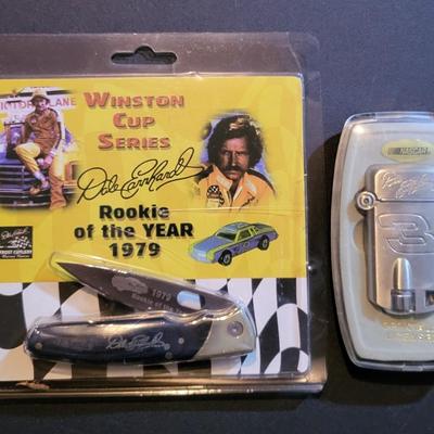 Sale Photo Thumbnail #863: Dale Earnhardt Lighter & Rookie of the Year Knife (package has cut as pictured, unopened)