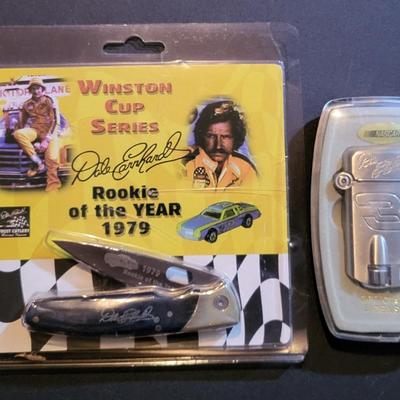 Sale Photo Thumbnail #872: Dale Earnhardt Lighter & Rookie of the Year Knife (package has cut as pictured, unopened)