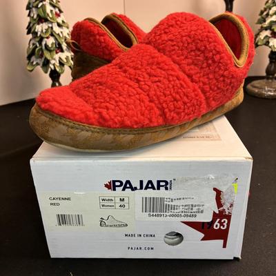 Pajar High Pile Fleece Slippers Red 40