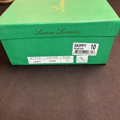 Lauren Lorraine Pewter Glitter Tennis Shoe 10