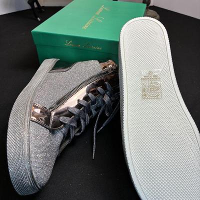 Lauren Lorraine Pewter Glitter Tennis Shoe 10