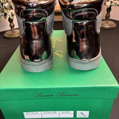 Lauren Lorraine Pewter Glitter Tennis Shoe 10