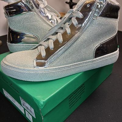 Lauren Lorraine Silver Glitter Tennis Shoes 7