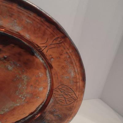 Large Copper Clad Centerpiece Plate/Bowl- Approx 14" in Diameter