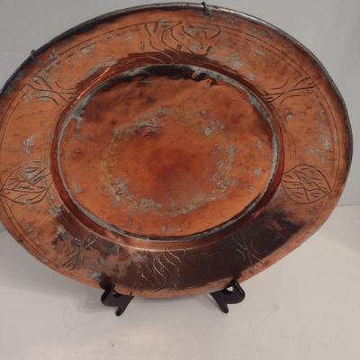 Large Copper Clad Centerpiece Plate/Bowl- Approx 14" in Diameter