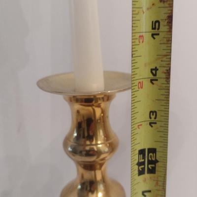 Pair of Tall, Brass Pottery Barn Candle Holders