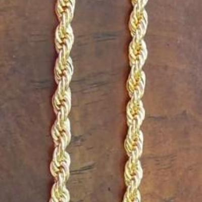 Solid 14k Yellow Gold Filled Rope Chain Necklace (6 mm, 18 inch)