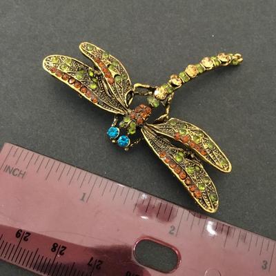 Beautiful rhinestone dragonfly brooch