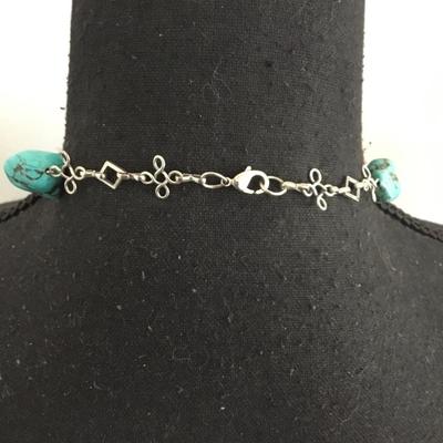 Beautiful vintage, faux, turquoise, stone statement, necklace