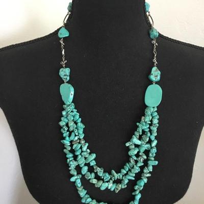 Beautiful vintage, faux, turquoise, stone statement, necklace