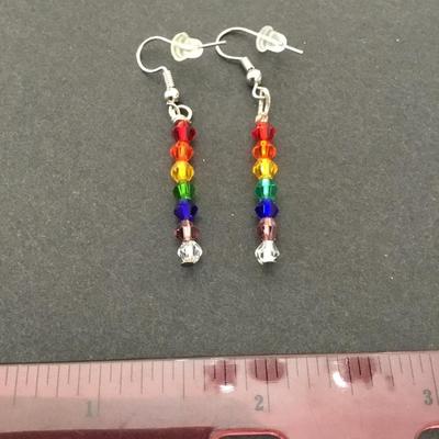 Beautiful, multicolored, crystal bead, dangle earrings