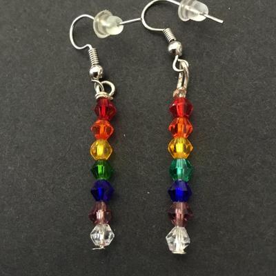 Beautiful, multicolored, crystal bead, dangle earrings
