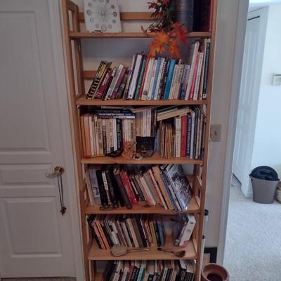 Natural Wood Finish Folding Multi-Shelf Book Stand (No Contents)