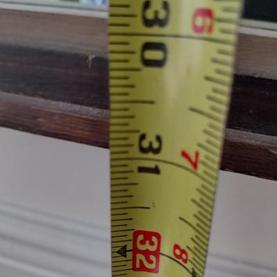 Decorative Wood Framed Window Mirror with Metal Leaf Accent