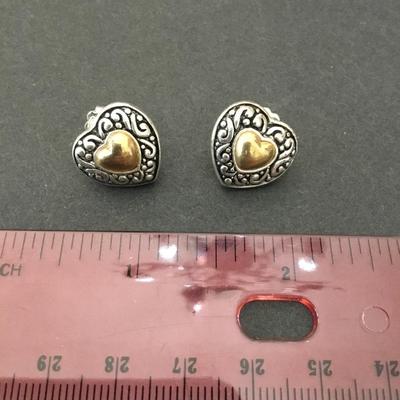 Vintage Avon, silver and gold tone, heart stud airings