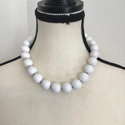 Sale Photo Thumbnail #22: Vintage white beaded necklace. Please see attached photos.
