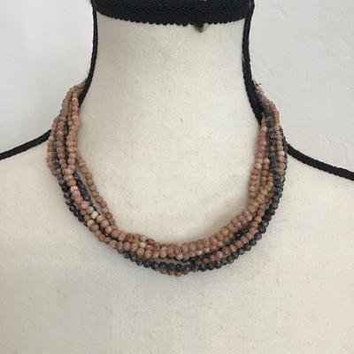 Sale Photo Thumbnail #61: Magda k vintage choker necklace with earth tone rock beads please see attached photos