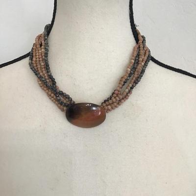Sale Photo Thumbnail #64: Magda k vintage choker necklace with earth tone rock beads please see attached photos