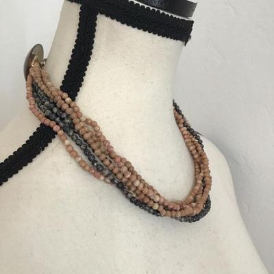Sale Photo Thumbnail #62: Magda k vintage choker necklace with earth tone rock beads please see attached photos