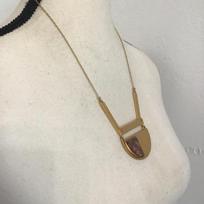 Sale Photo Thumbnail #112: Beautiful, gold tone, Madewell stone pendant necklace. Please see attached photos.
