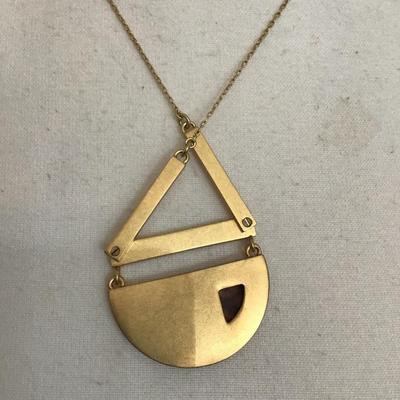 Sale Photo Thumbnail #114: Beautiful, gold tone, Madewell stone pendant necklace. Please see attached photos.