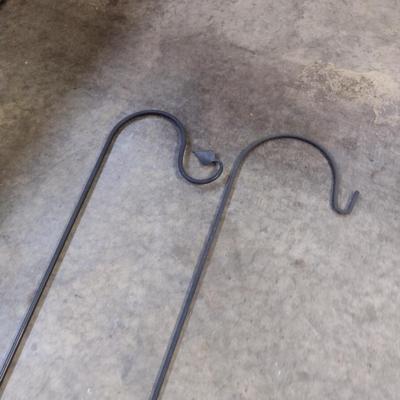 Pair of Metal Shephard's Hook Plant Hangers