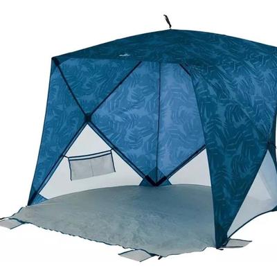 Sale Photo Thumbnail #375: Dark blue nylon walls with mesh panels to allow airflow.  Large enough to hold 2 pop-up or folding chairs.  Great for places like the beach or anyplace shade is needed. Includes carry bag and stakes. Very good used condition.