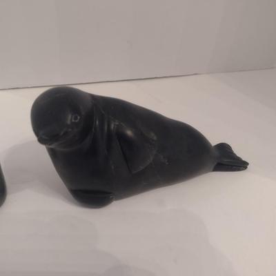 Pair of Carved Stone Eskimo Art Figurines
