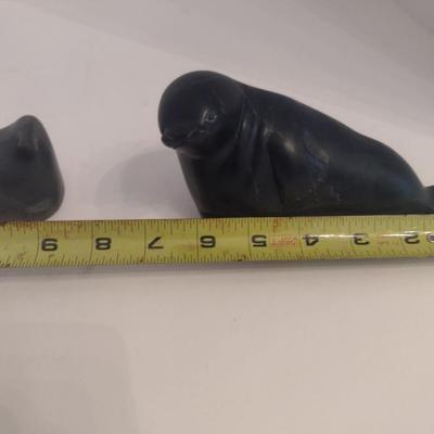 Pair of Carved Stone Eskimo Art Figurines