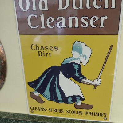 Reproduction Old Dutch Cleanser Enameled Metal Sign by Ande Rooney- Approx 9" x 13"