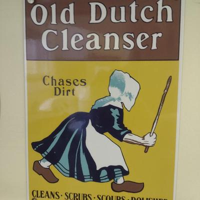 Reproduction Old Dutch Cleanser Enameled Metal Sign by Ande Rooney- Approx 9" x 13"