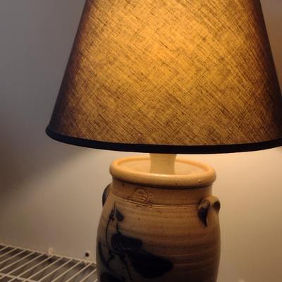 Rowe Pottery Crock Table Top Lamp with Shade