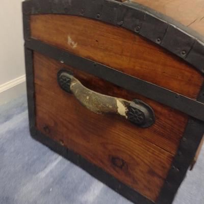 Camel Back Wooden Storage Trunk