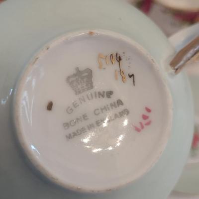 Collection of Porcelain Tea Cups with Saucers- Assorted Makers- Five Pieces