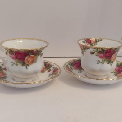 Collection of Porcelain Tea Cups with Saucers- Assorted Makers- Five Pieces