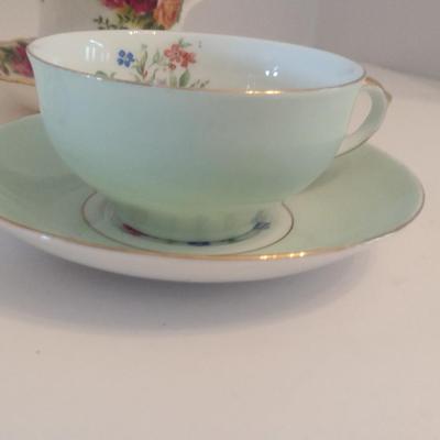 Collection of Porcelain Tea Cups with Saucers- Assorted Makers- Five Pieces