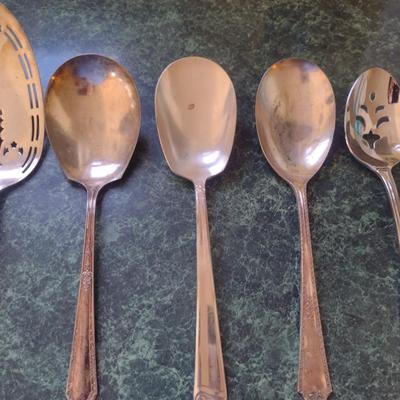 Assorted Serving Utensils- Pastry Servers, Vegetable Spoons, Meat Fork