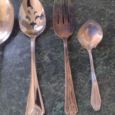 Assorted Serving Utensils- Pastry Servers, Vegetable Spoons, Meat Fork