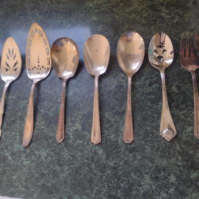 Assorted Serving Utensils- Pastry Servers, Vegetable Spoons, Meat Fork