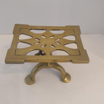 Antique Adjustable Height Brass Trivet