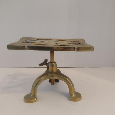Antique Adjustable Height Brass Trivet