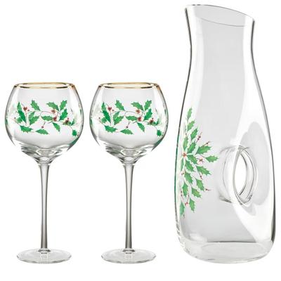 Lenox 895032 Holiday 3-Piece Decanter & Wine Glasses Set