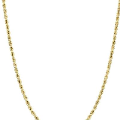Solid 14k Yellow Gold Filled Rope Chain Necklace