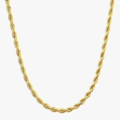 14K Solid Yellow Gold Twisted Rope Chain Necklace